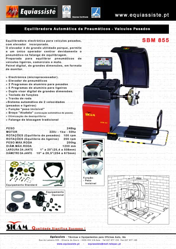 Sicam - Equilibradora de pesados LED equipada com elevador de rodas